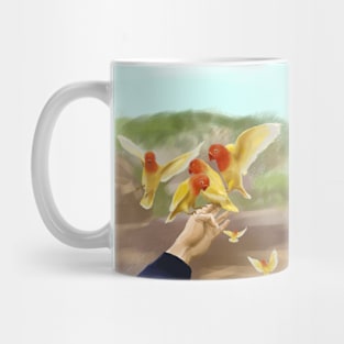 手上的飞鸟 bird on hand Mug